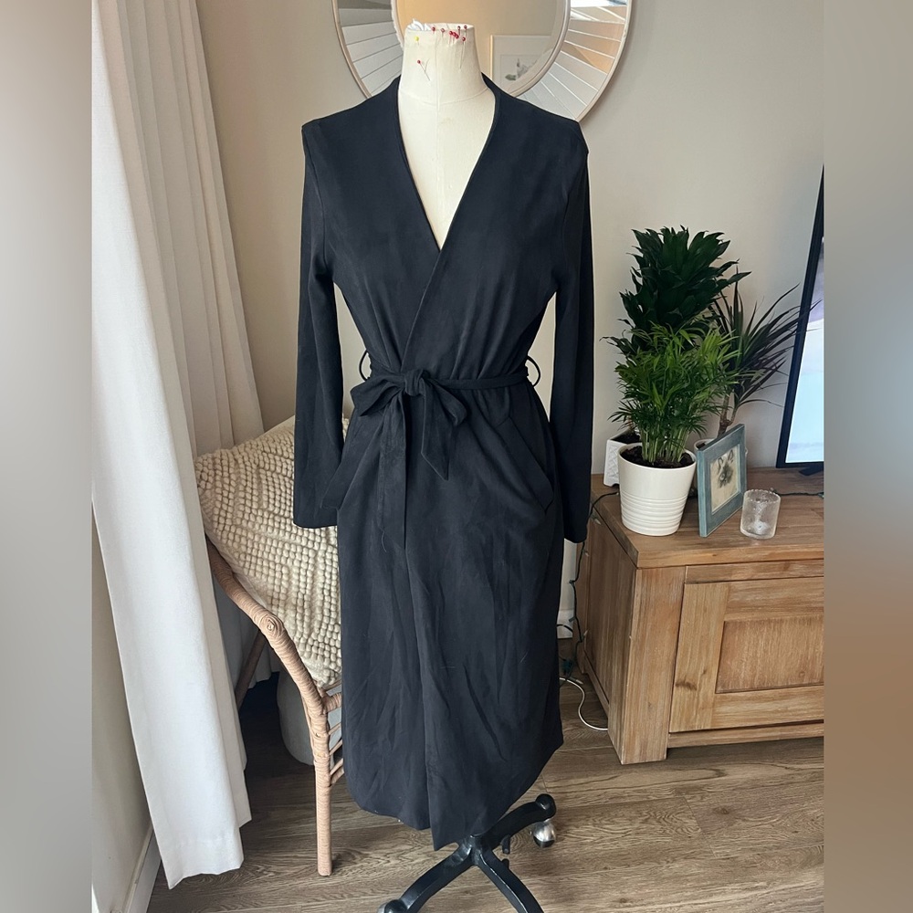 Brunette the Label. S/M stretchy coat. Faux suede
